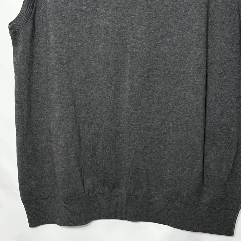 Lands End Mens XXL Tall Gray V-Neck Sweater Vest 100% Cotton 539762 Charcoal